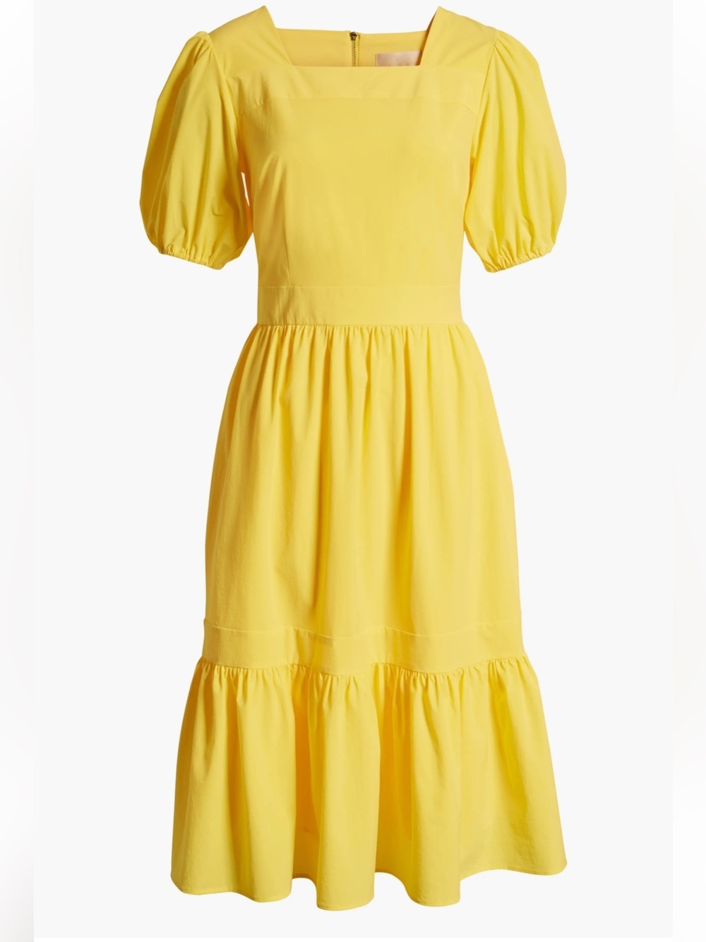 Rachel Parcell Puff Sleeve Yellow Midi Dress XS Summer Flowy Ruffle